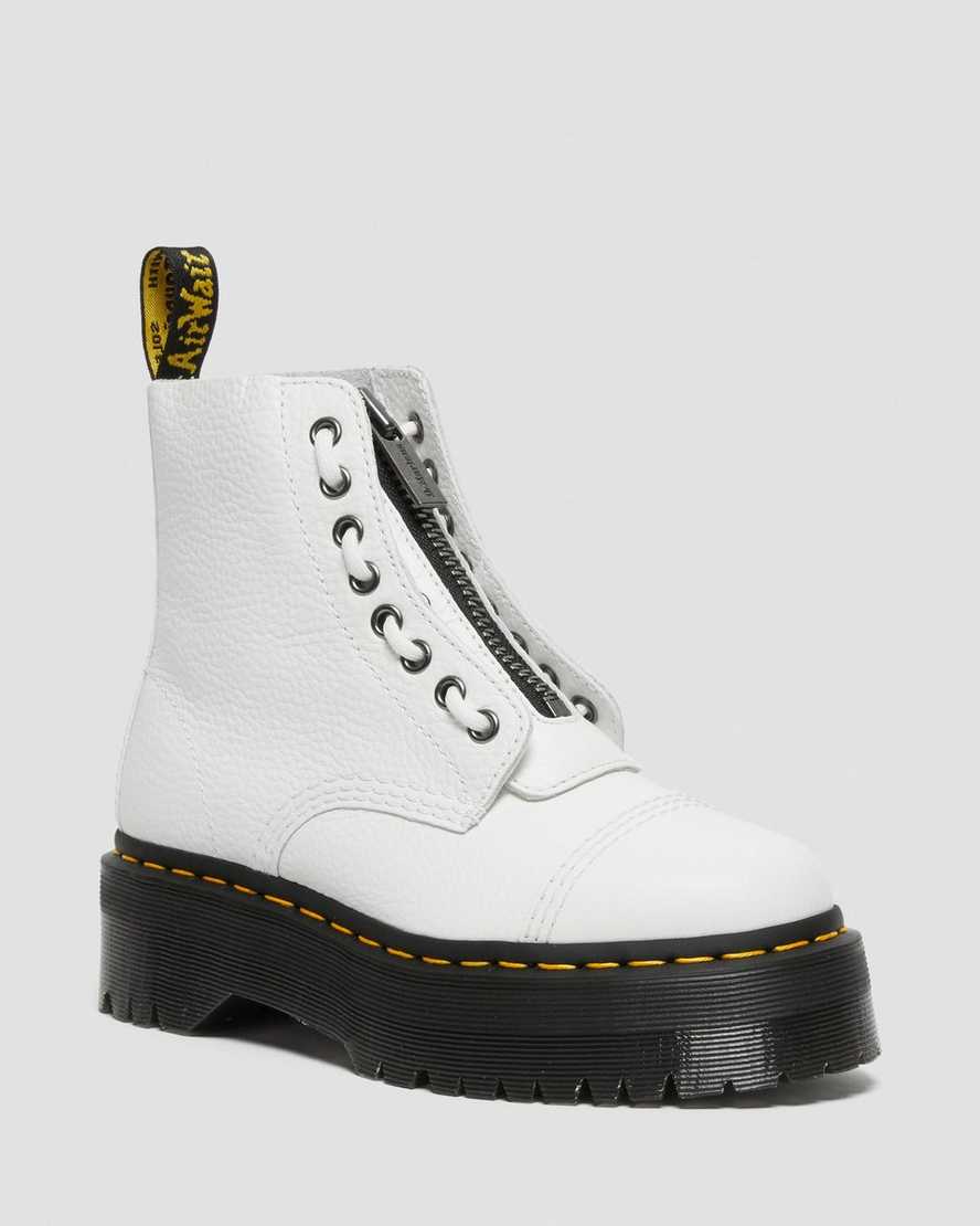 Dr. Martens Sinclair Lær Platform Støvler Dame Hvite [8107OWGTA]